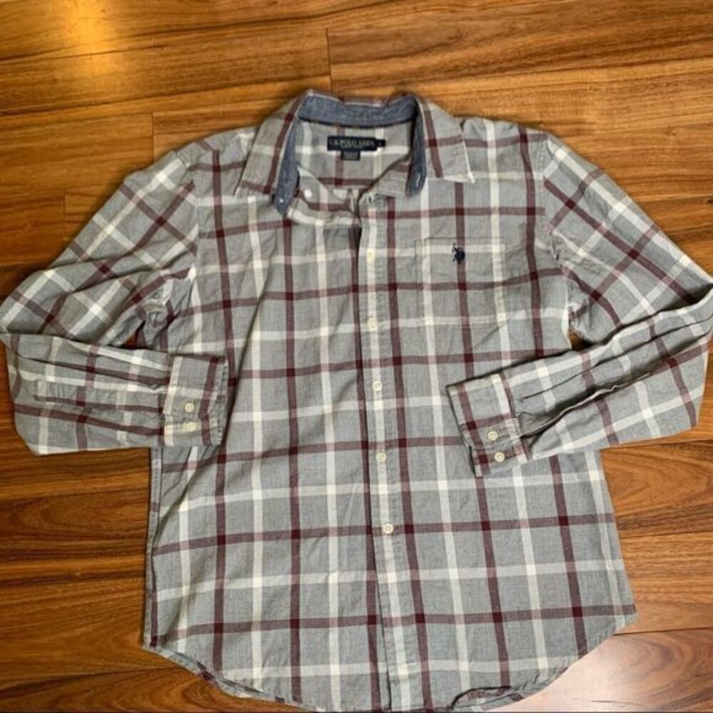 U.S‎ Polo Assn. plaid button down shirt collared long sleeve Y2k